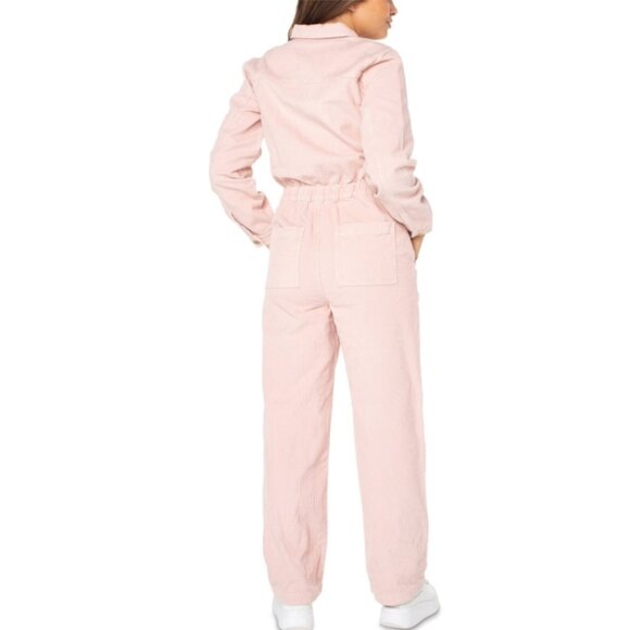 Celebrity Pink cordoroy jumpsuit Medium pink utility streetwear casual comfort - Picture 2 of 13